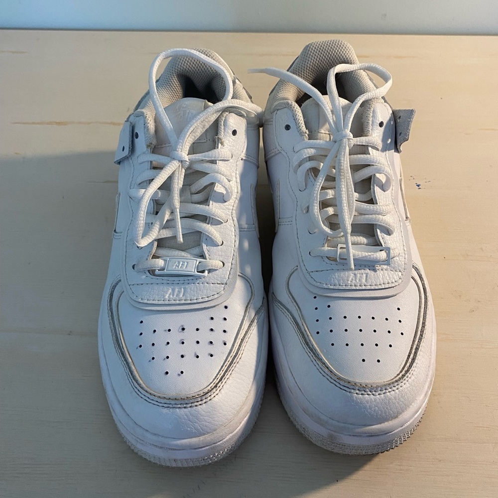 Nike Air Force 1 Shadow Triple White Sneakers